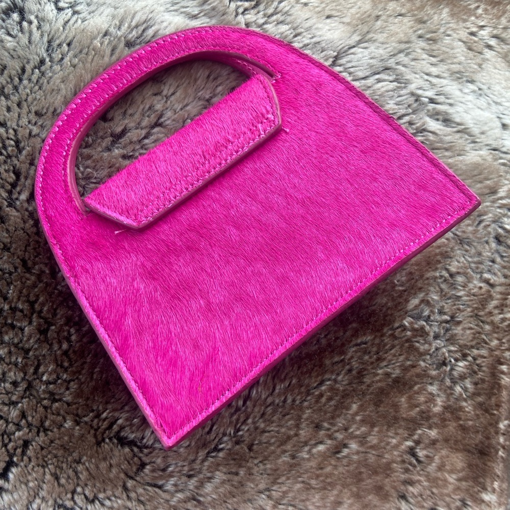 Zara leather mini city bag fuchsia with crossbody chain - Picture 3 of 5